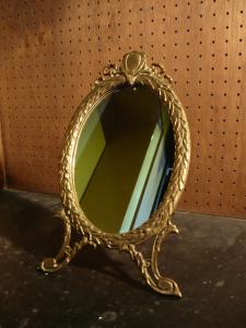 Italian oval brass mirror stand