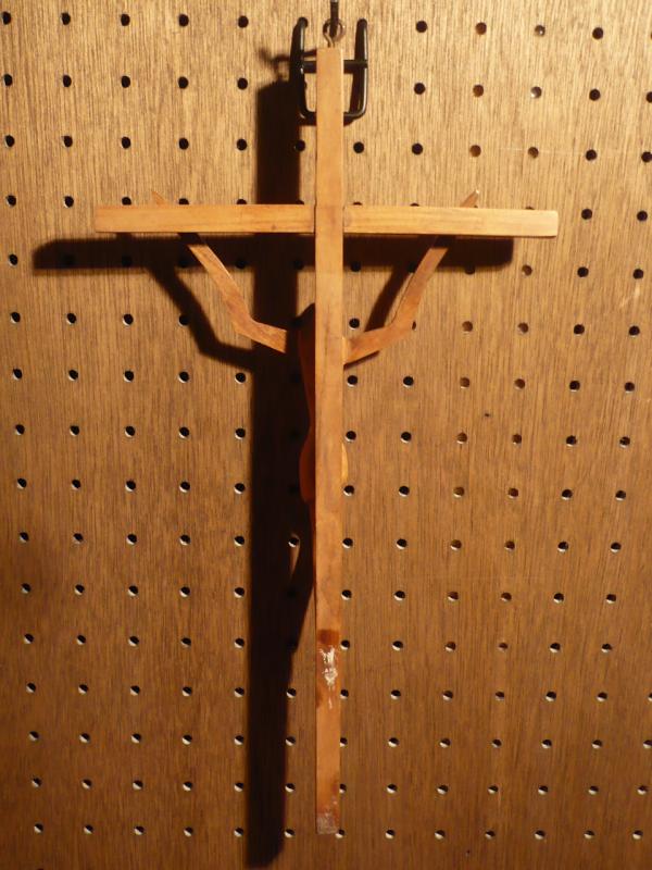 宗教美術品、芸術品（イタリア製木製壁掛クロス、十字架）　LCJ 0485（4）