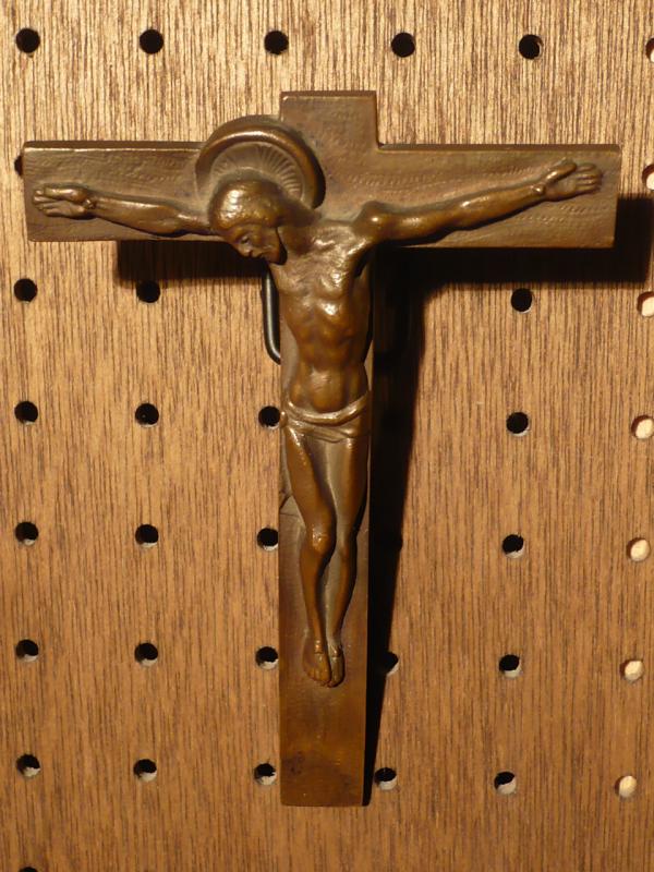 宗教美術品、芸術品(イタリア製真鍮製壁掛クロス、十字架) LCJ 0491(2)