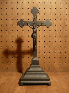Italian black cross bottony crucifix stand