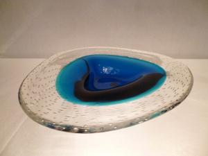 Murano cobalt blue bubble art glass