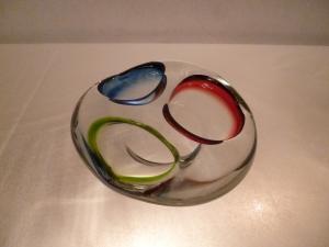 Murano blue & red & green art glass