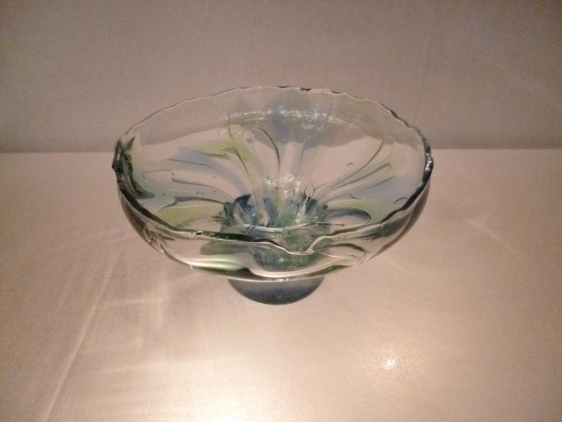 Murano blue & green bubble art glass