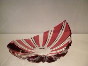 Ruby red etched　art glass