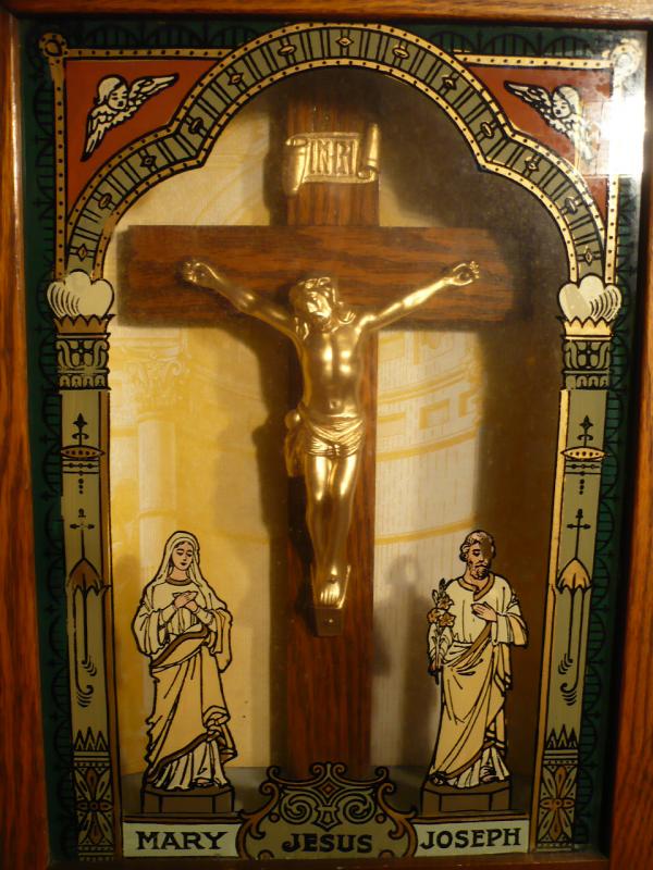 宗教用品、宗教美術品、芸術品、十字架キリスト壁飾り、クロス壁掛け祭壇　LCJ 0413（2）