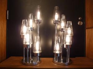 Italian glass & chrome lamp 5灯（pair）