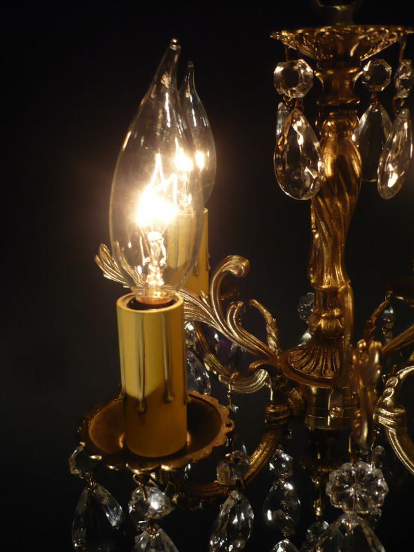 スペイン製真鍮シャンデリア（クリスタルガラスビーズシャンデリア）インテリア照明、小型シャンデリア　LCH 0860（3）
