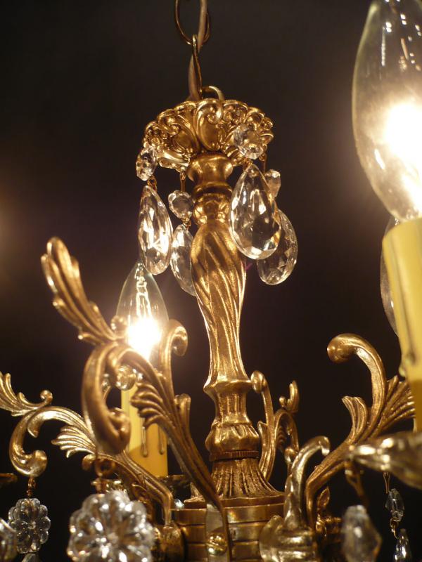 スペイン製真鍮シャンデリア（クリスタルガラスビーズシャンデリア）インテリア照明、小型シャンデリア　LCH 0860（4）