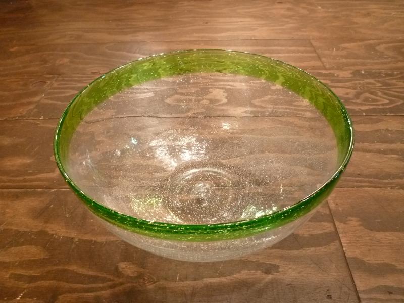 Scandinavian green bubble art glass