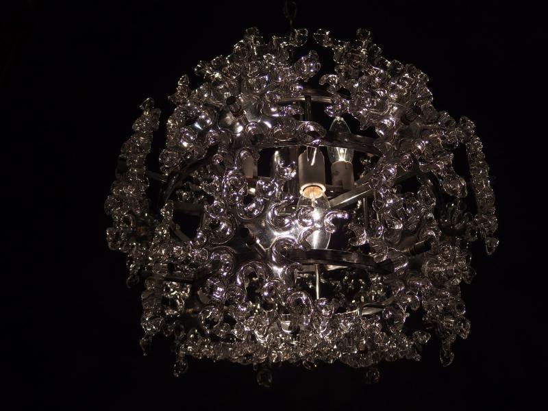 ガラスシャンデリア 70年代モダン照明　レトロ　BRH 0028（5）