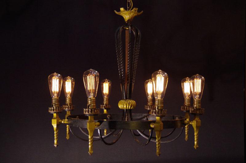 English black & gold ring chandelier 8灯