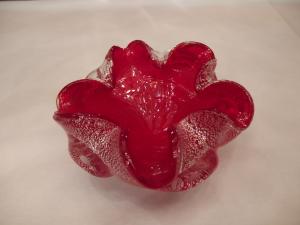 Murano red & silver flecks art glass