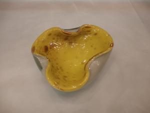 Murano white & yellow with gold flecks art glass bowl