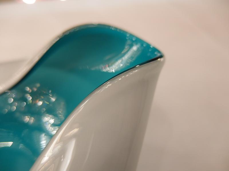 イタリアムラノガラスオブジェ　ヴィンテージアートガラス灰皿　水色×白　USM 1353（6）