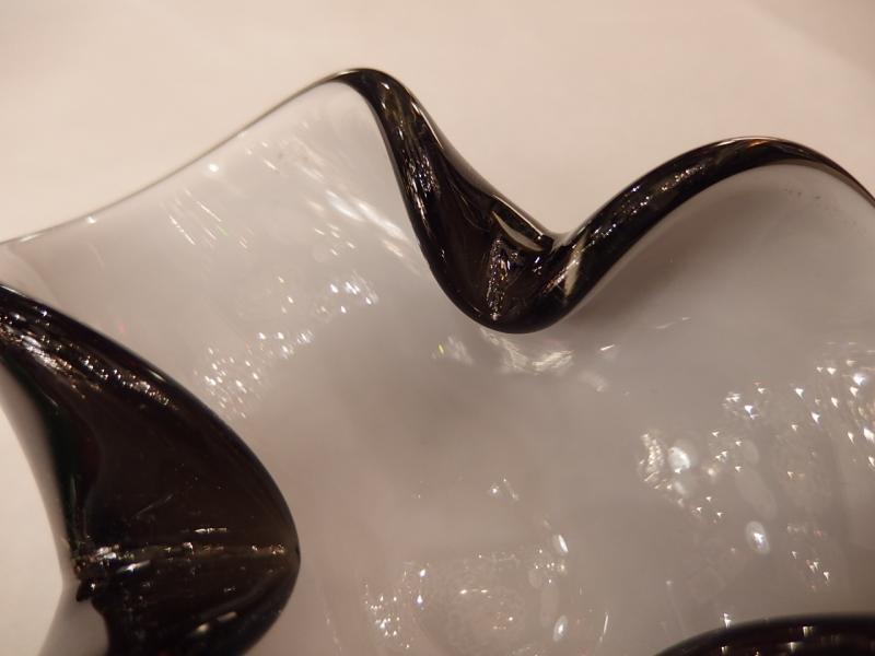 イタリアムラノガラスオブジェ　ヴィンテージアートガラス灰皿　グレー×白　USM 1355（6）