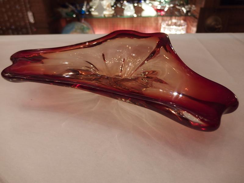 イタリアムラノガラスオブジェ　ヴィンテージアートガラス　赤×黄色　USM 1371（2）