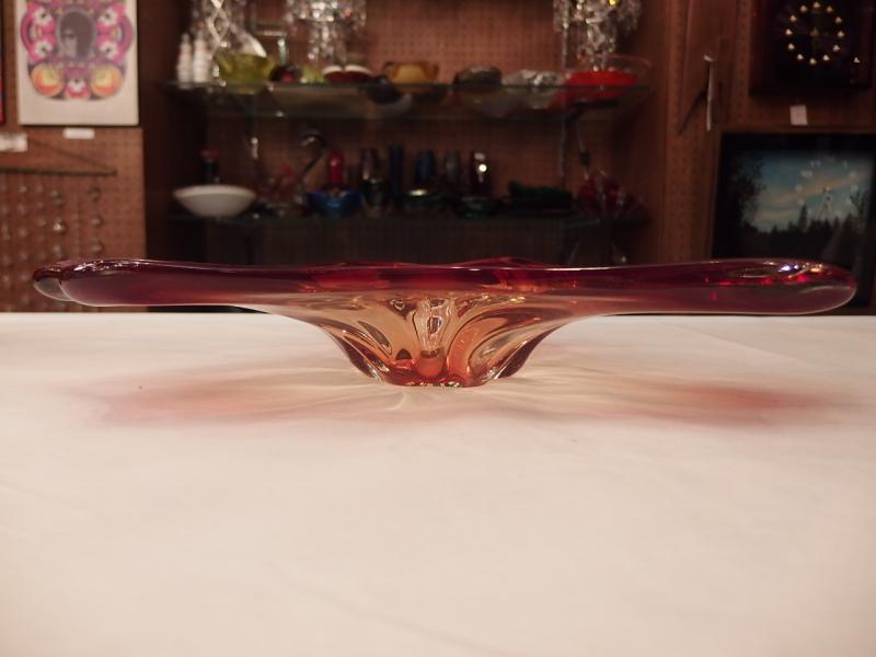 イタリアムラノガラスオブジェ　ヴィンテージアートガラス　赤×黄色　USM 1371（3）
