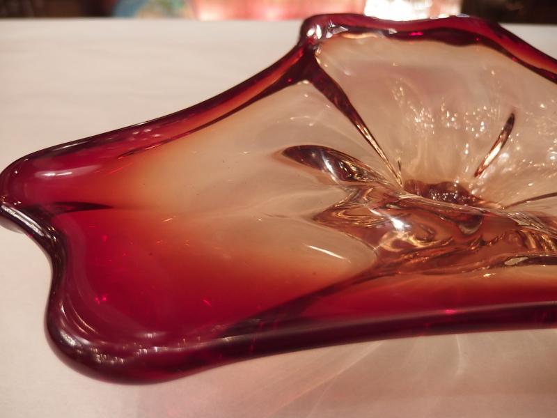 イタリアムラノガラスオブジェ　ヴィンテージアートガラス　赤×黄色　USM 1371（4）