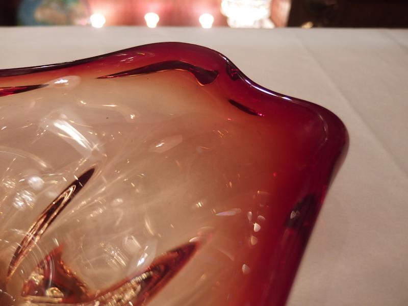 イタリアムラノガラスオブジェ　ヴィンテージアートガラス　赤×黄色　USM 1371（6）