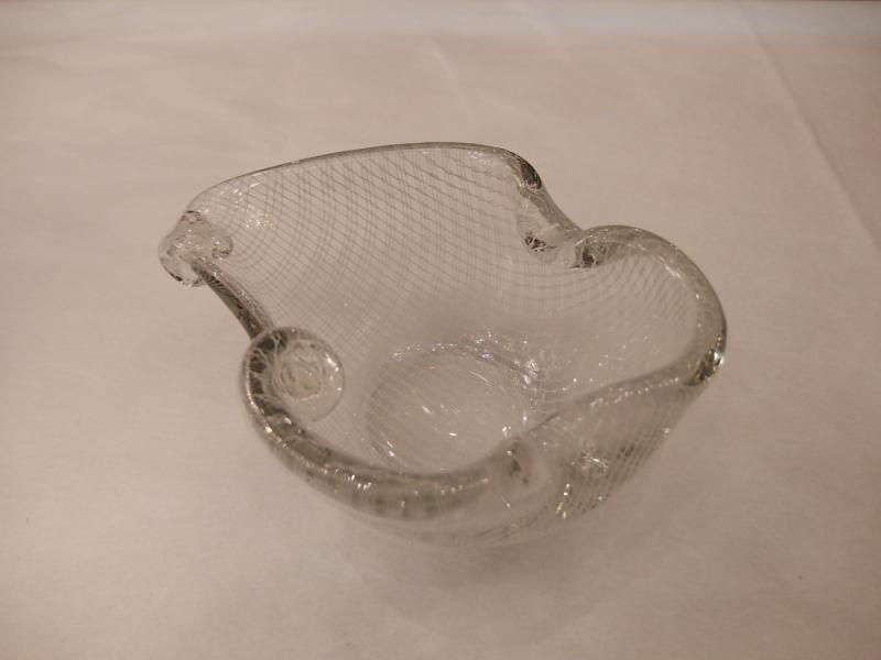 Murano clear with lace art glass bowl