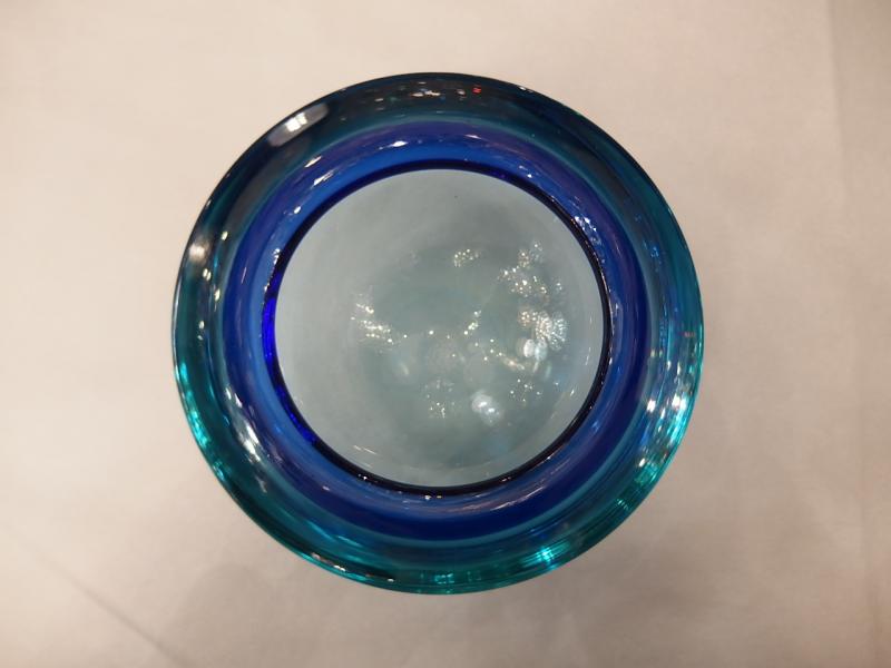 イタリアムラノガラスオブジェ　ヴィンテージアートガラスボウル　青×青緑　USM 1384（2）