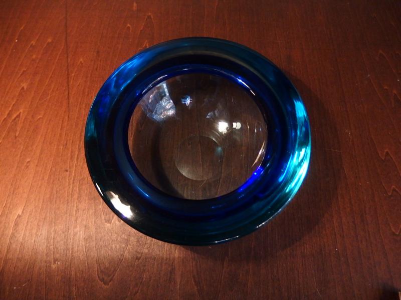 イタリアムラノガラスオブジェ　ヴィンテージアートガラスボウル　青×青緑　USM 1384（7）