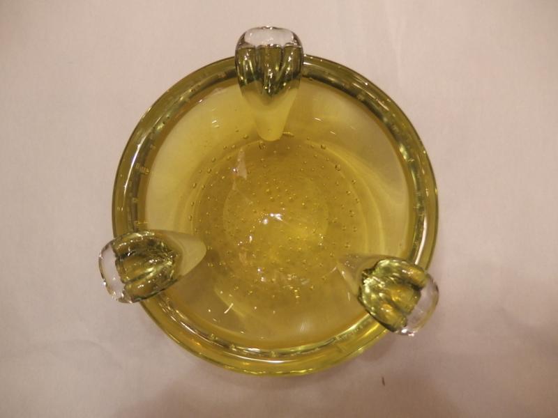 イタリアムラノガラスオブジェ　ヴィンテージアートガラス灰皿　気泡入り　USM 1388（7）