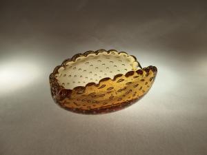 Murano amber with contoled bubble art glass bowl