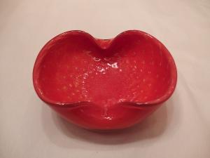 Murano orange with contoled gold bubble art glass bowl