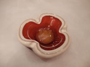 Murano amber & white art glass bowl