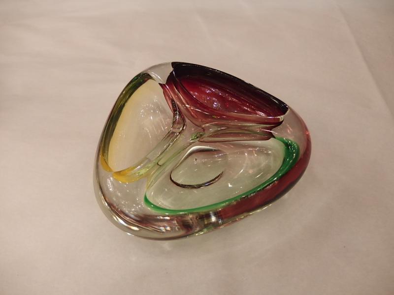 Murano multi color art glass ash tray