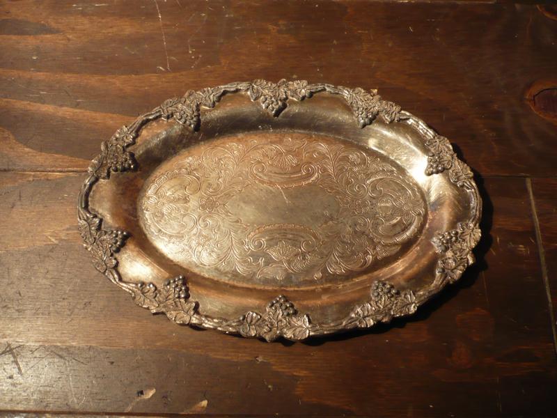 silver oval grape tray