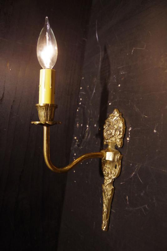 フランス製真鍮ブラケット、壁ブラケット照明、薔薇ウォールランプ