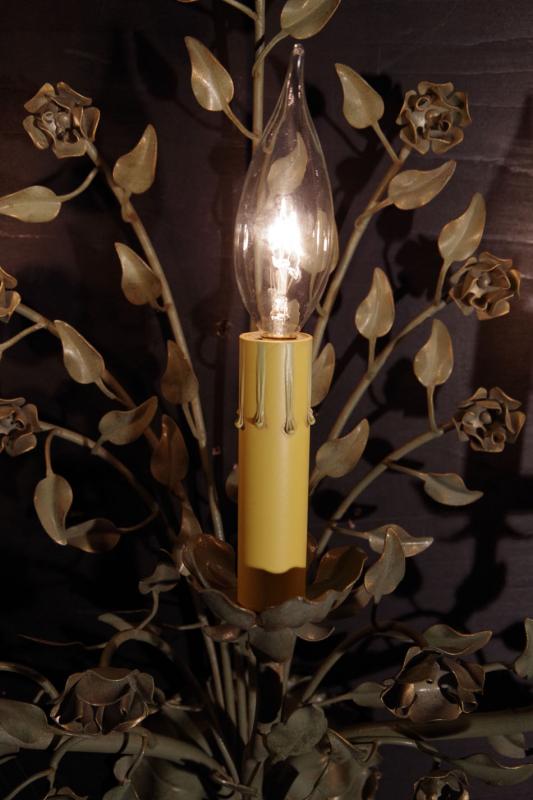 フランス製お花壁ブラケット照明、オリーブ色フラワーウォールランプ、ライト　LCB 0354（2）