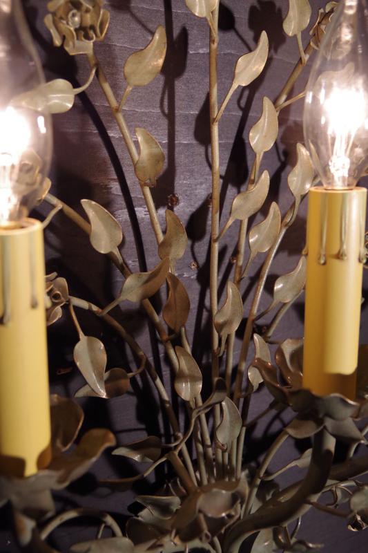 フランス製お花壁ブラケット照明、オリーブ色フラワーウォールランプ、ライト　LCB 0354（5）