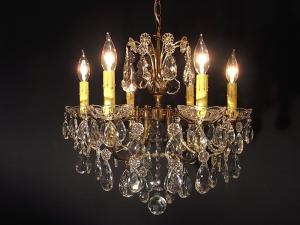 French gold brass chandelier 6灯