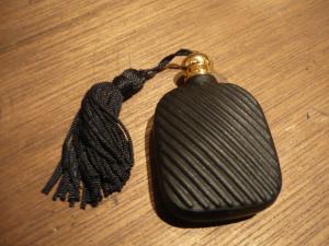 French black glass perfume bottle