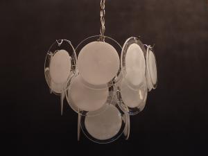 Murano Bianco glass disk chandelier Half 3灯