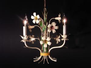 French white flower chandelier 3灯（白いお花）