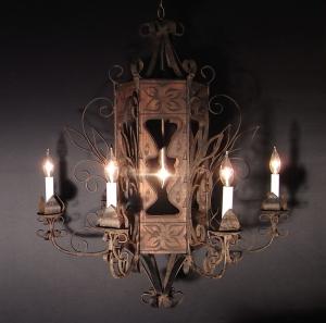 wood & iron chandelier 7灯