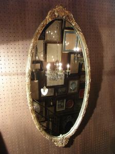 Italian wood oval wall mirror