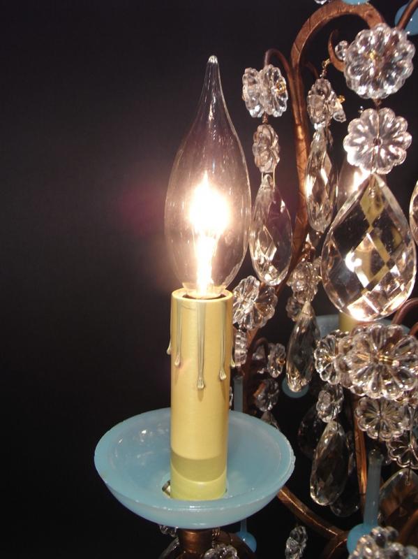 フランス製ガラスビーズシャンデリア、フレンチ真鍮シャンデリア、インテリア照明、ミルクガラスシャンデリア　BCH 0079（3）