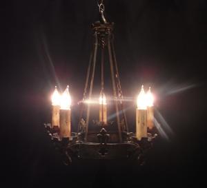 French brass LILY ring chandelier 5灯