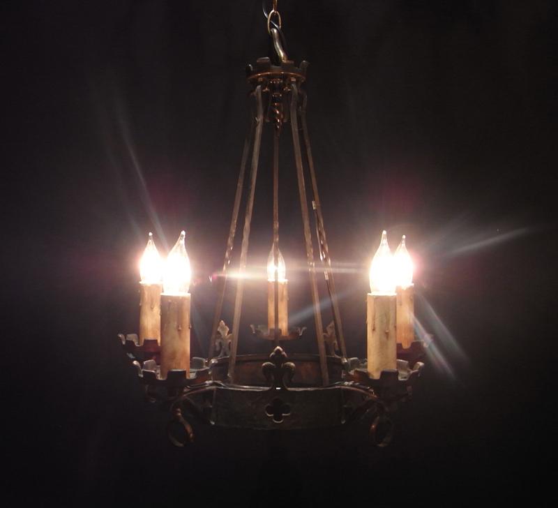 French brass LILY ring chandelier 5灯