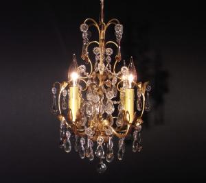 French GOLD LEAF chandelier 4灯
