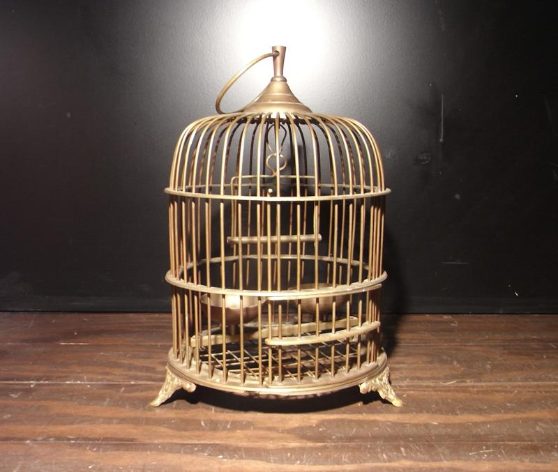 高知インター店 アンティーク 鳥籠 真鍮製 バードケージ - インテリア小物