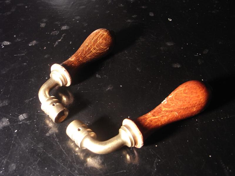 Italian wood & brass door lever handle 2P SET