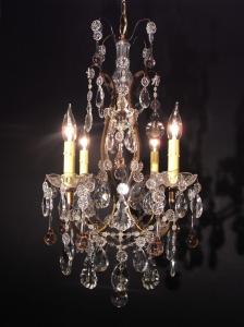French brass ROSE GLASS chandelier 4灯
