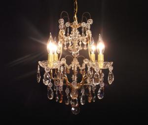 French brass & beads chandelier 4灯