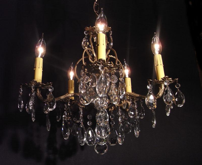 スペイン製真鍮シャンデリア（クリスタルガラスビーズシャンデリア）インテリア照明、リビング照明　LCH 0984（2）